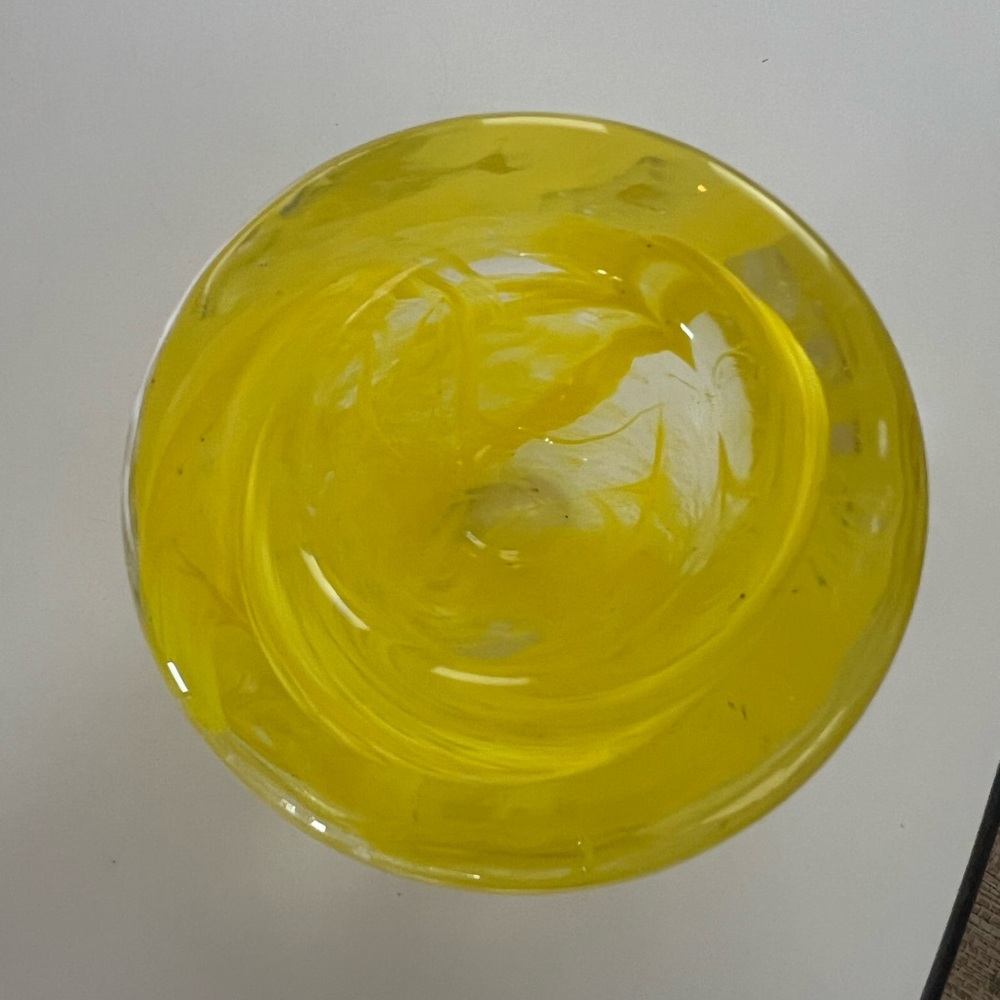 Kosta Boda Glass Atoll Candle Holder Yellow Swirl Bowl Votive Ann Ehrner - Picture 7 of 7